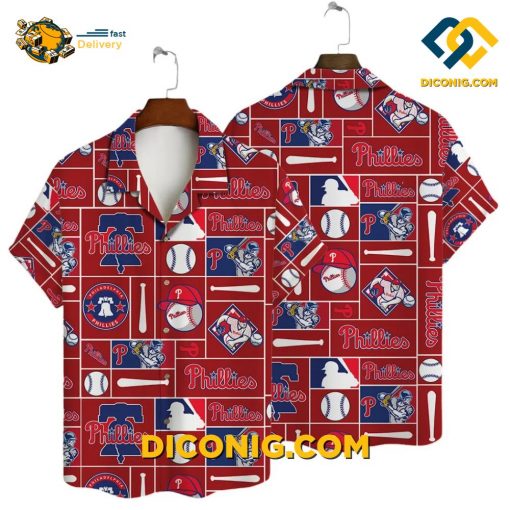 MLB Philadelphia Phillies Hawaiian Shirt Custom Baseball Patchwork