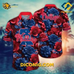 MLB Philadelphia Phillies Hawaiian Shirt Custom Bold Floral Emblem