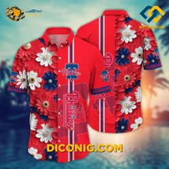 MLB Philadelphia Phillies Hawaiian Shirt Custom Bold Floral Stripe
