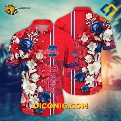 MLB Philadelphia Phillies Hawaiian Shirt Custom Bold Floral Stripes