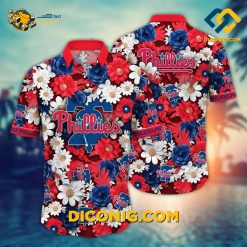 MLB Philadelphia Phillies Hawaiian Shirt Custom Floral Emblem