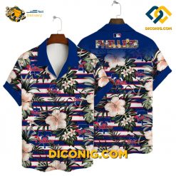MLB Philadelphia Phillies Hawaiian Shirt Custom Floral Stripes