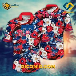 MLB Philadelphia Phillies Hawaiian Shirt Custom Floral Wave