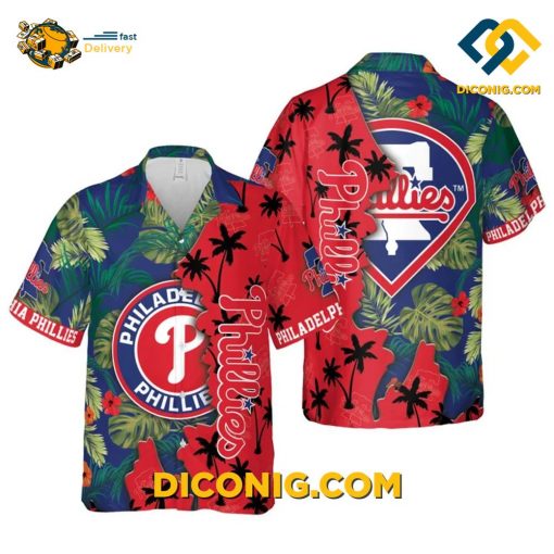 MLB Philadelphia Phillies Hawaiian Shirt Custom Palm Sunset