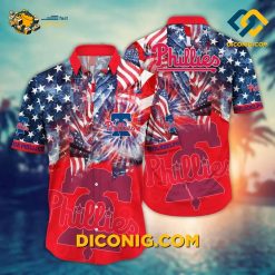 MLB Philadelphia Phillies Hawaiian Shirt Custom Stars and Fireworks Celebration