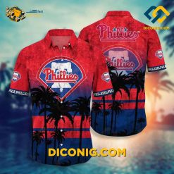 MLB Philadelphia Phillies Hawaiian Shirt Custom Sunset Palms