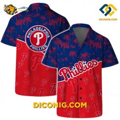 MLB Philadelphia Phillies Hawaiian Shirt Custom Team Logo Palm Leaf Pattern