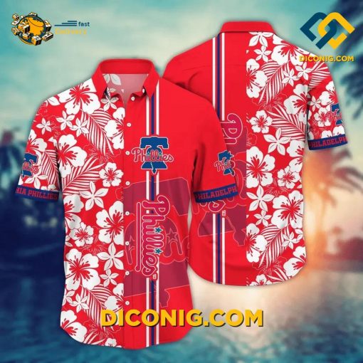 MLB Philadelphia Phillies Hawaiian Shirt Custom Tropical Hibiscus