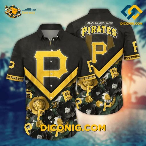 MLB Pittsburgh Pirates Hawaiian Shirt Custom Chevron Floral