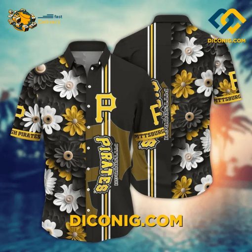 MLB Pittsburgh Pirates Hawaiian Shirt Custom Daisy Stripe
