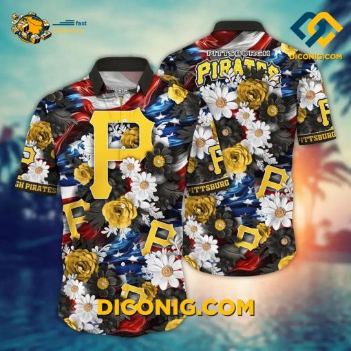 MLB Pittsburgh Pirates Hawaiian Shirt Custom Floral Freedom