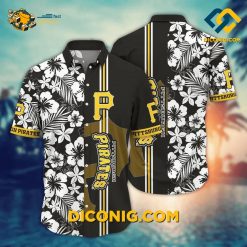 MLB Pittsburgh Pirates Hawaiian Shirt Custom Tropical Monochrome