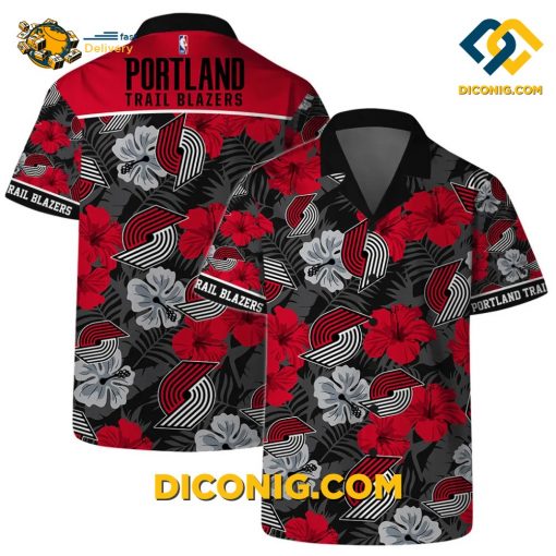 NBA Portland Trail Blazers Hawaiian Shirt Custom Hibiscus Floral