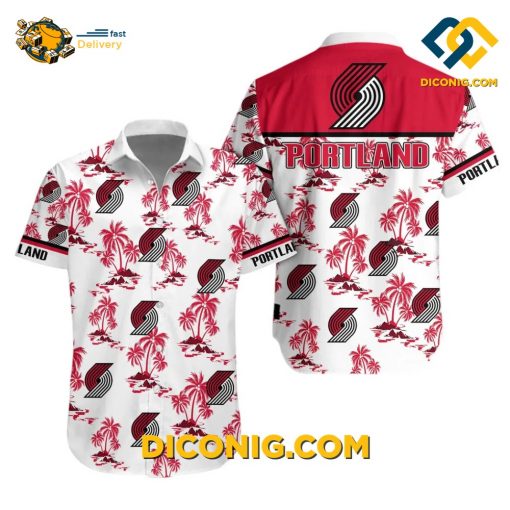 NBA Portland Trail Blazers Hawaiian Shirt Custom Palm Beach Breeze
