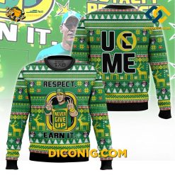 Respect Earn It. Never Give Up John Cena Ugly Christmas Sweater
