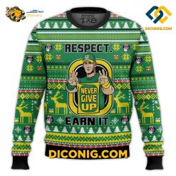 respect earn it never give up john cena ugly christmas sweater
