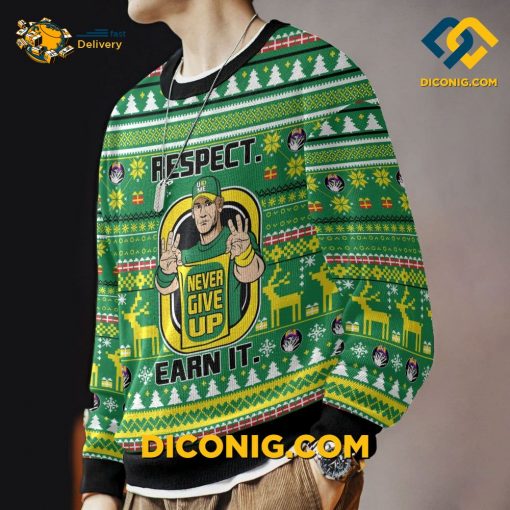 Respect Earn It. Never Give Up John Cena Ugly Christmas Sweater