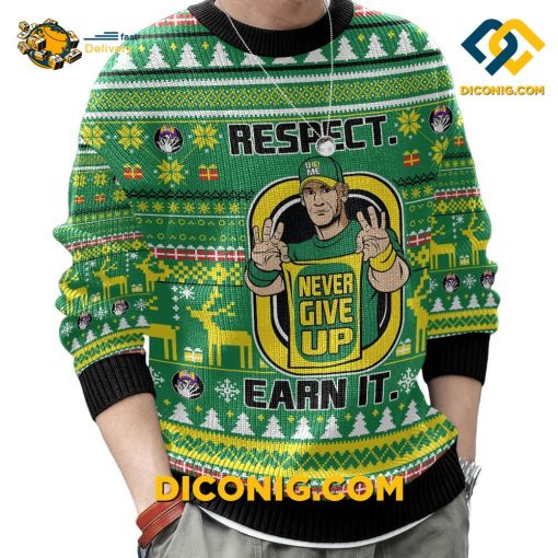 Respect Earn It. Never Give Up John Cena Ugly Christmas Sweater