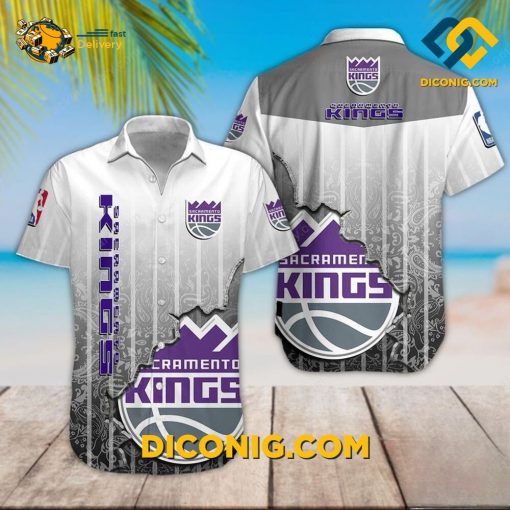 NBA Sacramento Kings Hawaiian Shirt Custom Silver Beach