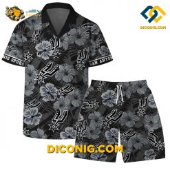 NBA San Antonio Spurs Hawaiian Shirt Custom Black Floral