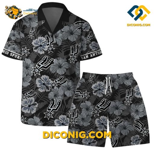 NBA San Antonio Spurs Hawaiian Shirt Custom Black Floral
