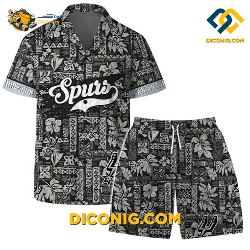 NBA San Antonio Spurs Hawaiian Shirt Custom Black Tribal