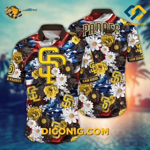 MLB San Diego Padres Hawaiian Shirt Custom Patriot Blooms