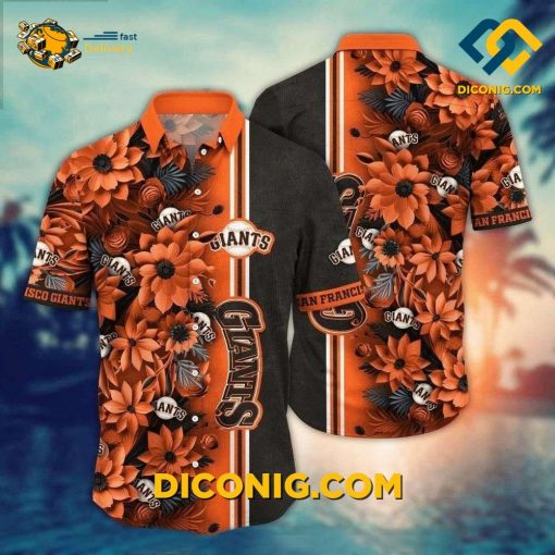 MLB San Francisco Giants Hawaiian Shirt Custom Floral Stripe