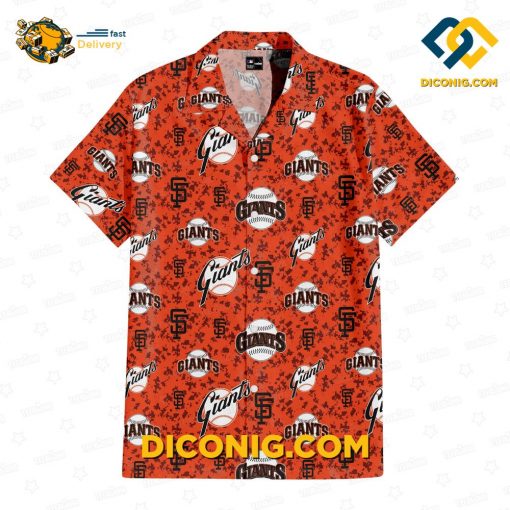 MLB San Francisco Giants Hawaiian Shirt Custom Orange Camouflage