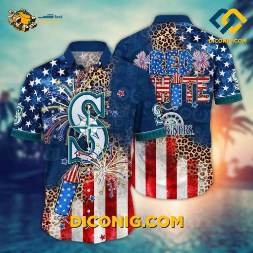 MLB Seattle Mariners Hawaiian Shirt Custom 4TH Of July Red White