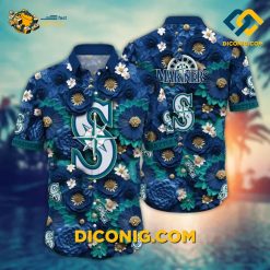 MLB Seattle Mariners Hawaiian Shirt Custom Palm Wave