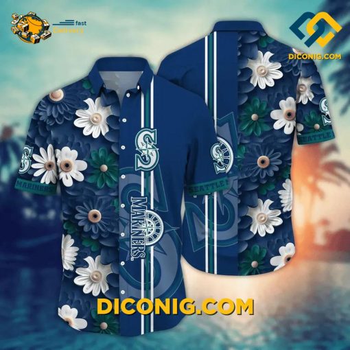 MLB Seattle Mariners Hawaiian Shirt Custom Palms & Waves
