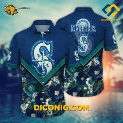 MLB Seattle Mariners Hawaiian Shirt Custom Sunset Palms