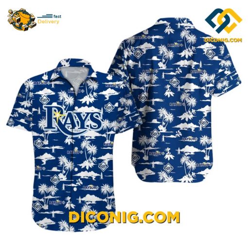 MLB Tampa Bay Rays Hawaiian Shirt Custom Blue Palm Paradise