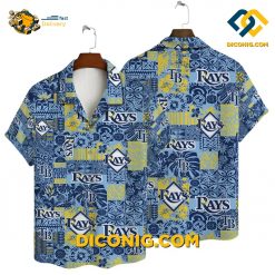 tampa bay rays hawaiian shirt blue patchwork