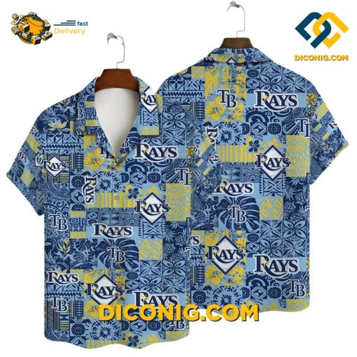 MLB Tampa Bay Rays Hawaiian Shirt Custom Blue Patchwork