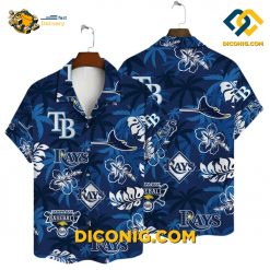 tampa bay rays hawaiian shirt blue tropical