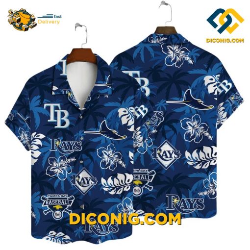 MLB Tampa Bay Rays Hawaiian Shirt Custom Blue Tropical