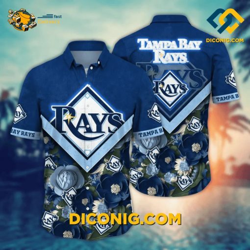 MLB Tampa Bay Rays Hawaiian Shirt Custom Floral Emblem