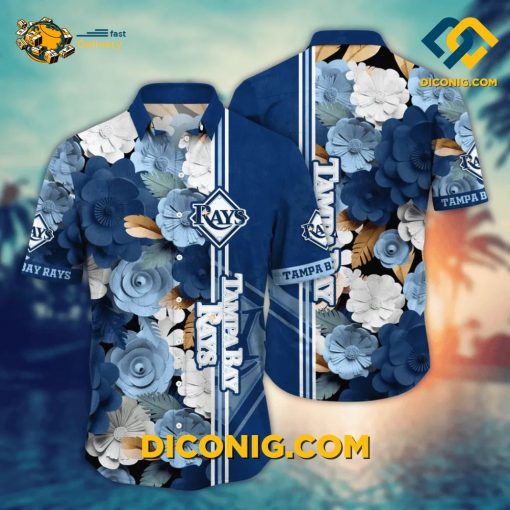 MLB Tampa Bay Rays Hawaiian Shirt Custom Floral Stripes
