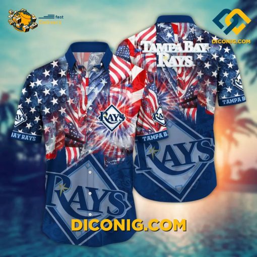 MLB Tampa Bay Rays Hawaiian Shirt Custom Patriotic Fireworks