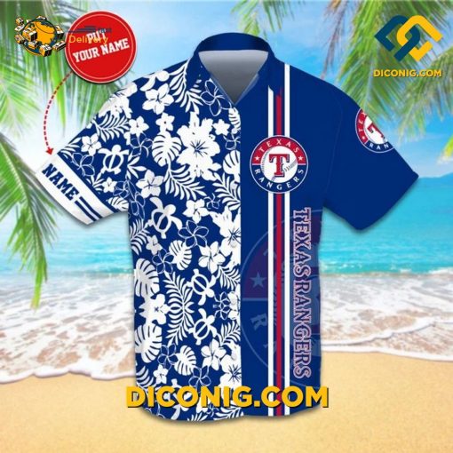 MLB Texas Rangers Hawaiian Shirt Custom Floral Stripe
