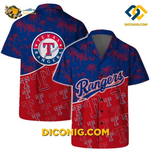 MLB Texas Rangers Hawaiian Shirt Custom Palm Sunset