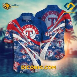 texas rangers hawaiian shirt red wave