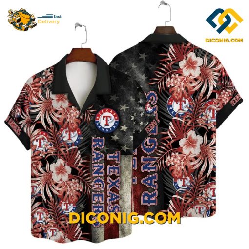 MLB Texas Rangers Hawaiian Shirt Custom Stars & Stripes Floral