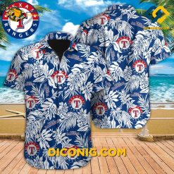 MLB Texas Rangers Hawaiian Shirt Custom Tropical Leaf Breeze