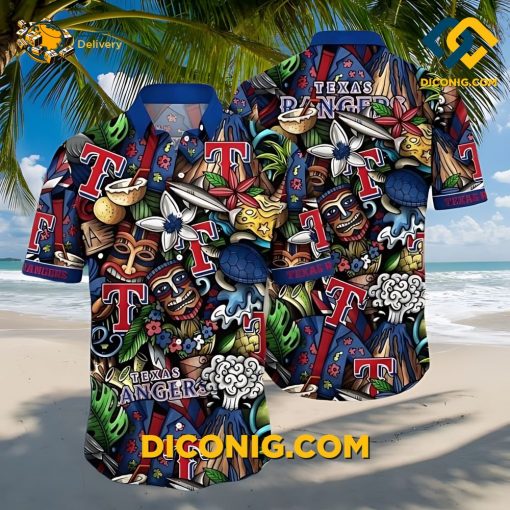 MLB Texas Rangers Hawaiian Shirt Custom Tropical Tiki Aloha