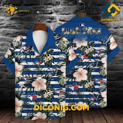 MLB Toronto Blue Jays Hawaiian Shirt Custom Hibiscus Stripes