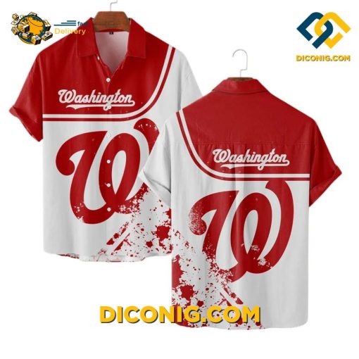 MLB Washington Nationals Hawaiian Shirt Custom Sunset Palms